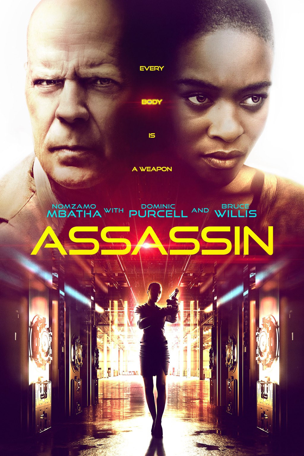 Nomzamo Mbatha and Bruce Willis in a scene from the sci-fi thriller 'Assassin'.
